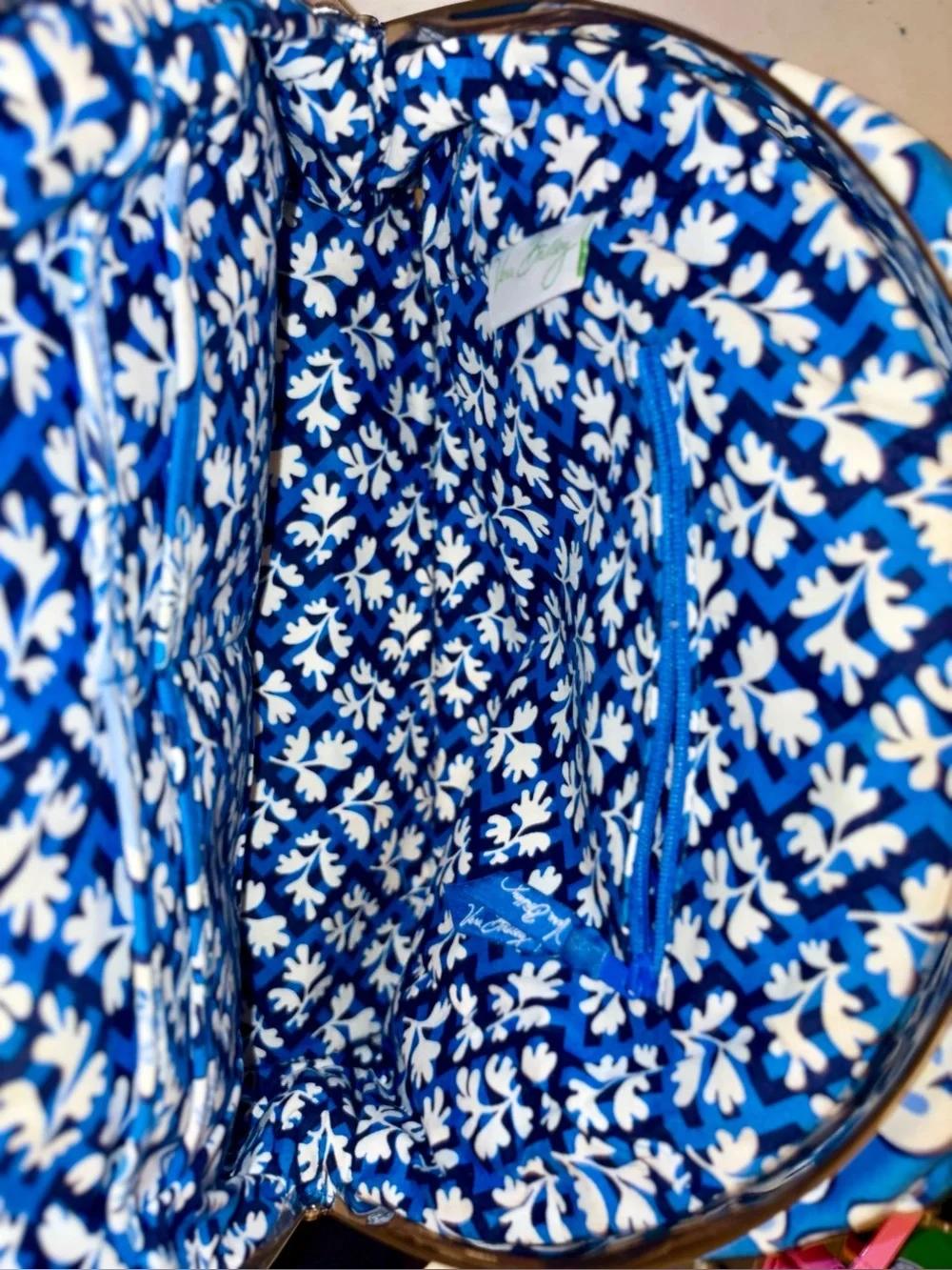 Vera Bradley Blue and White Quilted Floral Clasp Purse